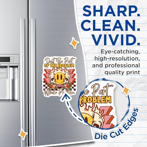 (2 Pack) Be The Whole Problem Magnets - Motivational Skull Magnets - Smiley Face Quote Magnets - 5" On Longest Side - for Cars, Refrigerators, Toolboxes, Lockers - Made in USA BMCS3433