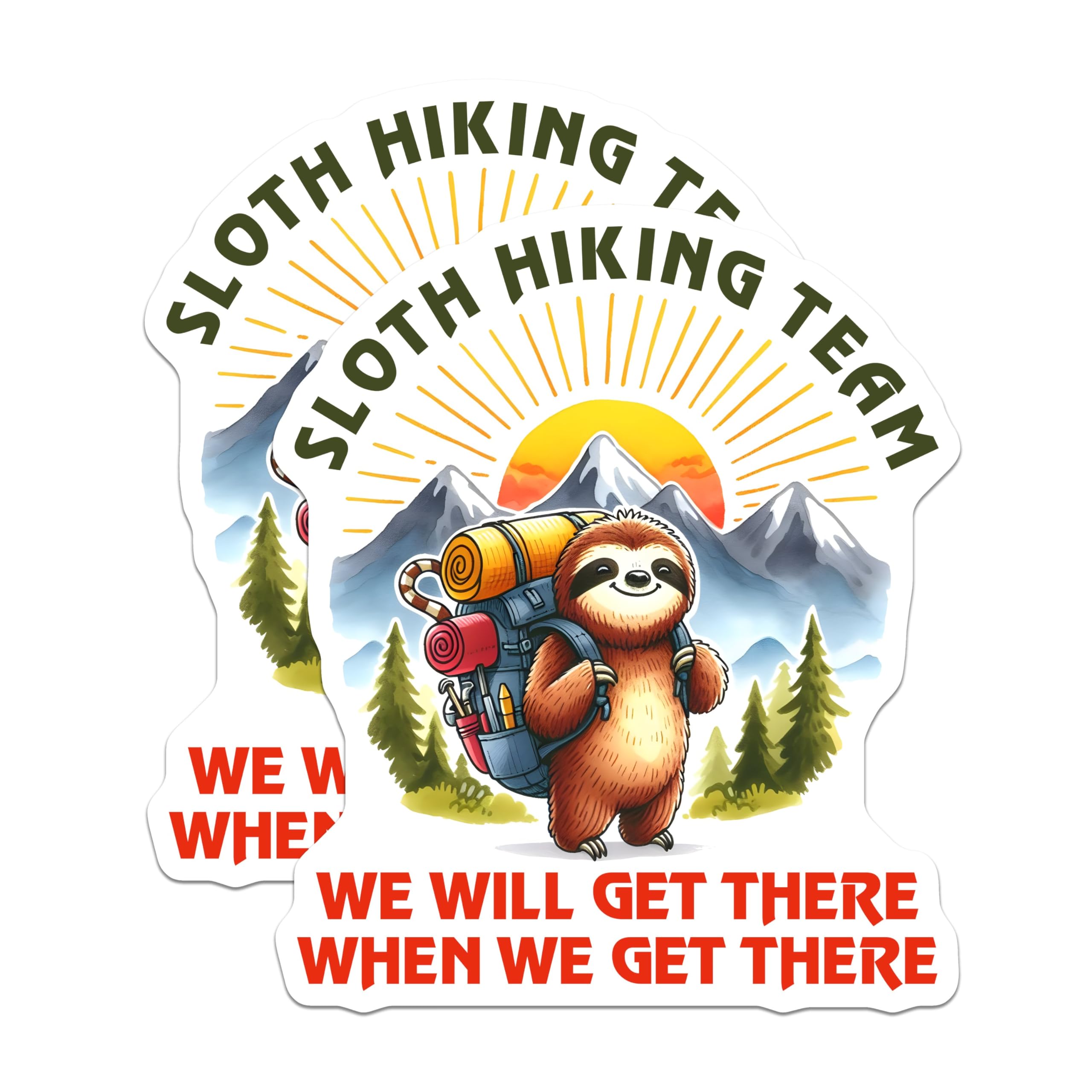 (2 Pack) Sloth Hiking Team Magnets - Cute Sloth Hiking Magnets - Sloth Hiking Meme Magnets - 5" On Longest Side - for Cars, Refrigerators, Toolboxes, Lockers - Made in USA BMCS3276