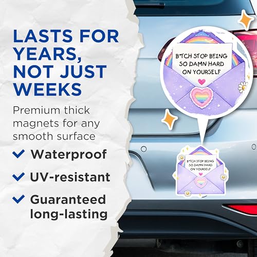 (2 Pack) Motivational Affirmation Magnets - Encouraging Words - Uplifting and Inspirational Decor - 5" On Longest Side - for Cars, Fridges, Toolboxes - Made in USA - MAG7521