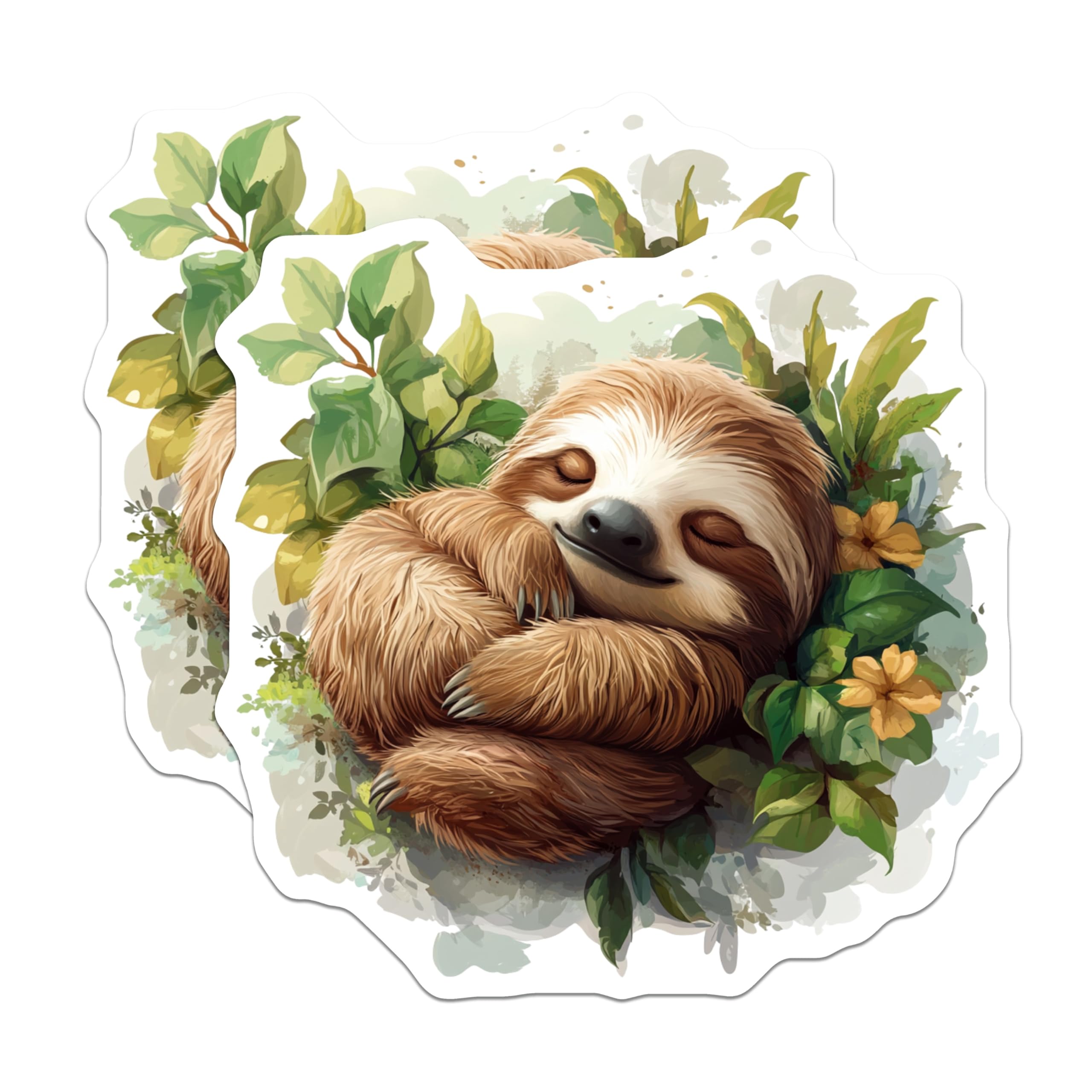 (2 Pack) Sleeping Sloth Magnets - Cute Animal Refrigerator Art - Nursery Decor Office Locker Accessory - 5 Inches On Longest Side - Thick Durable Magnet - Made in USA - MAG29688