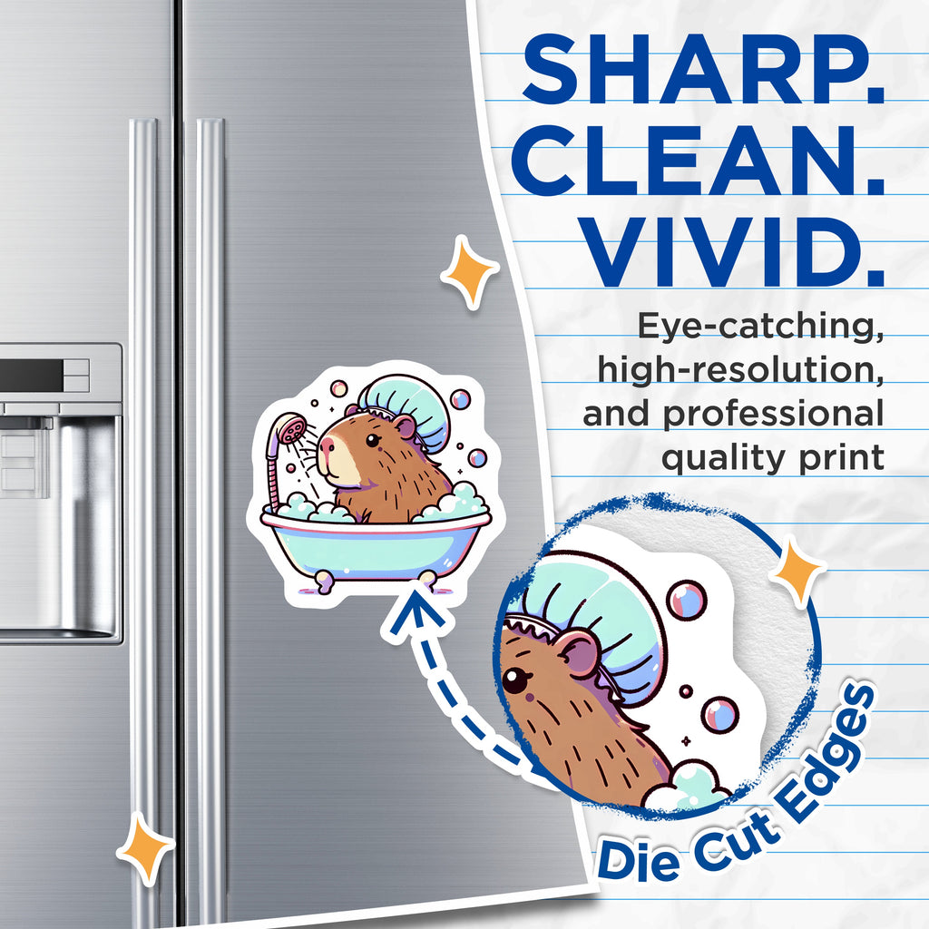 (2 Pack) Capybara Bathtub Magnets - Cute Animal Shower Cap - Kawaii Aesthetic Fridge - Relaxing Critter Decor - 5 Inches On Longest Side - Thick Durable Magnet - Made in USA - MAG38365