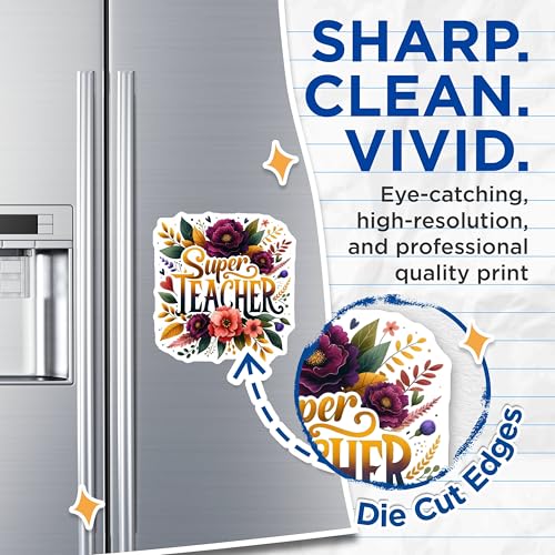 (2 Pack) Super Teacher Magnets - Floral Design - Classroom - Teacher Appreciation - 5" On Longest Side - for Cars, Fridges, Toolboxes - Made in USA - MAG4419