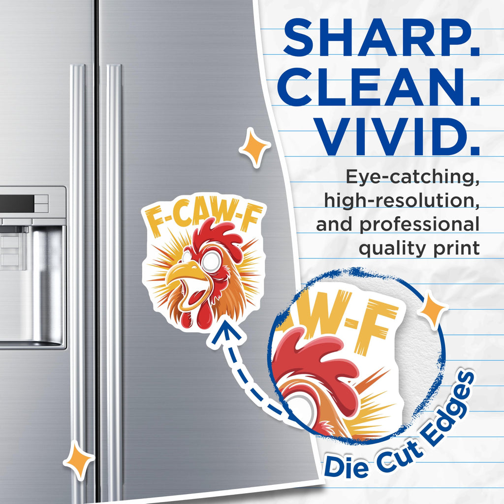 (2 Pack) Rooster F-CAW-F Magnets - Funny Chicken Meme - Kitchen Decor Magnets - 5" On Longest Side - Premium Magnet - for Cars, Refrigerators, Toolboxes, Lockers - Made in USA - MAG14181
