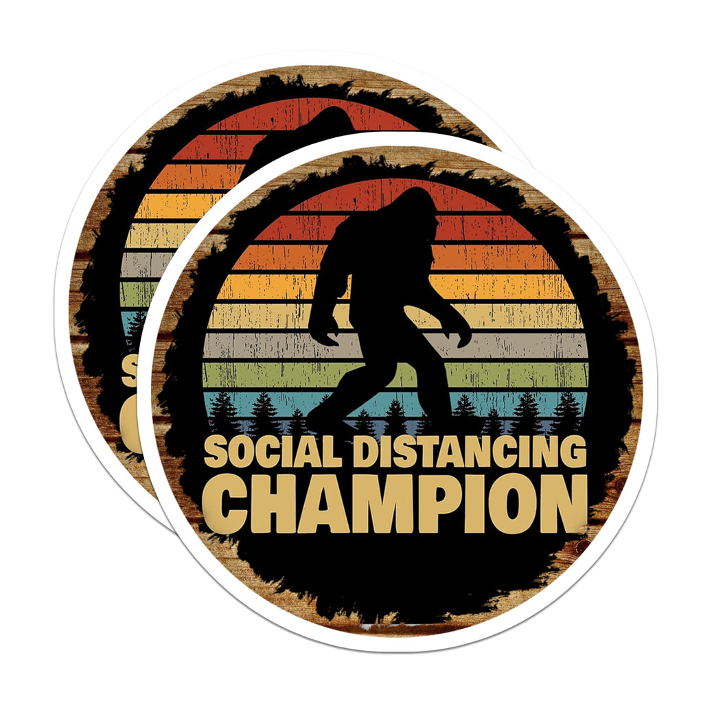 (2 Pack) Bigfoot Magnets - Funny Sasquatch Social Distancing - Retro Outdoors Fridge Magnets - 5 Inches On Longest Side - Thick Durable Magnet - Made in USA - MAG29136