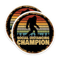 (2 Pack) Bigfoot Magnets - Funny Sasquatch Social Distancing - Retro Outdoors Fridge Magnets - 5 Inches On Longest Side - Thick Durable Magnet - Made in USA - MAG29136