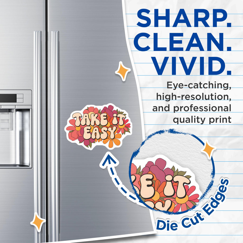 (2 Pack) Take it Easy Magnets - Floral Groovy Magnets - Positive Vibes Fridge Magnets - 5" On Longest Side - Premium Magnet - for Cars, Refrigerators, Toolboxes, Lockers - Made in USA - MAG18173