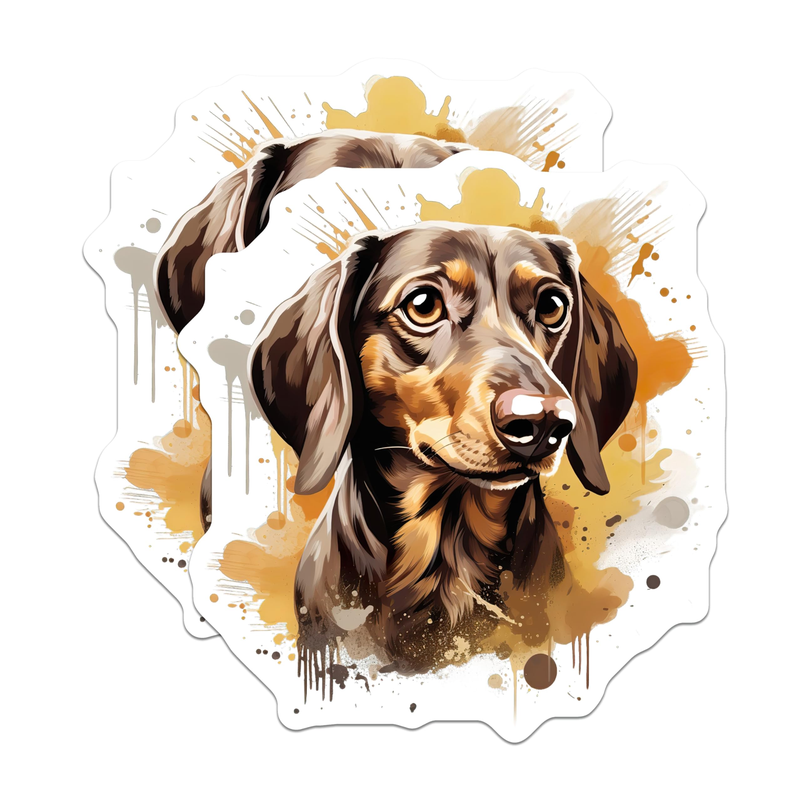 (2 Pack) Dachshund Dog Magnets - Watercolor Pet Art - Wiener Dog Owner Decor - 5 Inches On Longest Side - Thick Durable Magnet - Made in USA - MAG26640