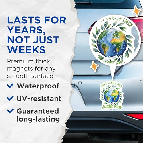 (2 Pack) Make Every Day Earth Day Magnets Magnets - Environmental Awareness - Eco-Friendly Decor - 5" On Longest Side - Made in USA - Sticks to Refrigerators & Metal Surfaces - MAG8443