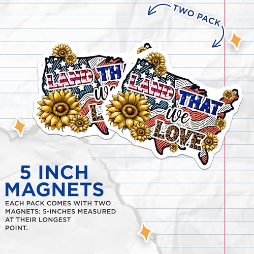 (2 Pack) Land That We Love Magnets - 5" On Longest Side - for Cars, Fridges, Toolboxes - Made in USA - MAG7886