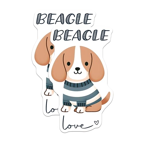 (2 Pack) Beagle Love Dog Magnets - Cute Dog Decor - Puppy Refrigerator Magnets - 5" On Longest Side - for Cars, Fridges, Toolboxes - Made in USA - MAG7292