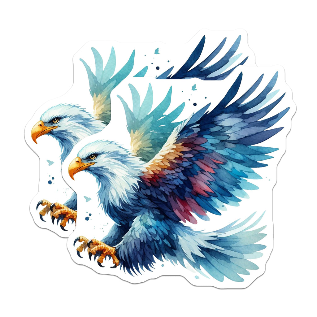 (2 Pack) Watercolor Bald Eagle Magnets - American Wildlife Art - Patriotic Bird Decor - 5 Inches On Longest Side - Thick Durable Magnet - Made in USA - MAG22048