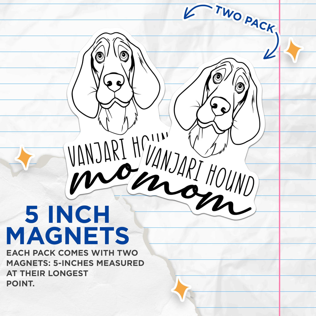 (2 Pack) Vanjari Hound Mom Magnets - Dog Mama Car Magnets - Hound Lover Accessories - 5 Inches On Longest Side - Thick Durable Magnet - Made in USA - MAG27055