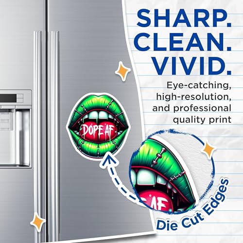 (2 Pack) Cool Lip Art Magnets - Dope AF Green Lips - Fun for Fridge - 5" On Longest Side - for Cars, Fridges, Toolboxes - Made in USA - MAG4562