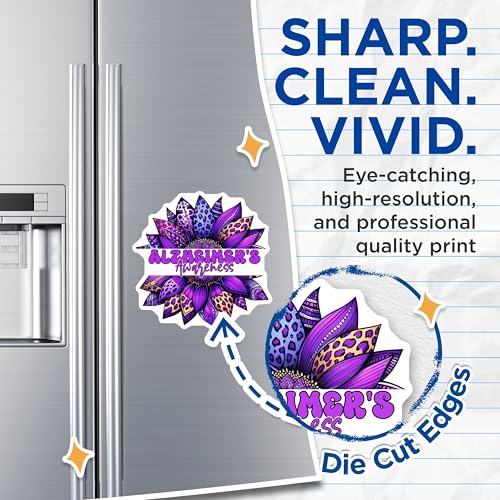 (2 Pack) Purple Sunflower Design Magnet - 5" On Longest Side - Sticks to Smooth Flat Surfaces - Made in USA - MAG9781