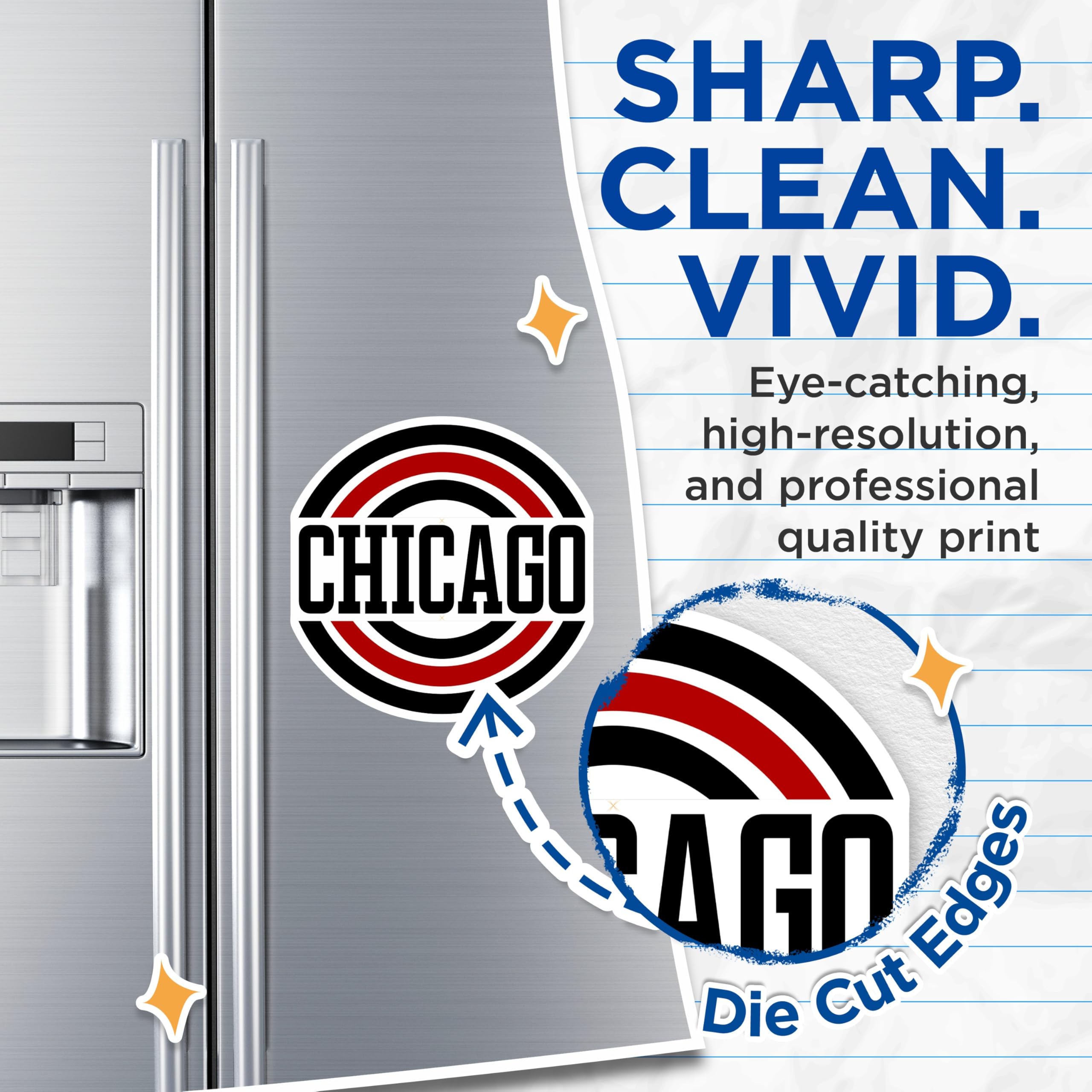 (2 Pack) Chicago Magnets - City Souvenir - Fridge Decor for City Lovers - 5" On Longest Side - Premium Magnet - for Cars, Refrigerators, Toolboxes, Lockers - Made in USA - MAG18029