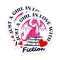 (2 Packs) Just A Girl in Love with Fiction Stickers - Book Reader Love to Read Decals - 5 Inches On Longest Side - Premium Vinyl Decal - Sticks to Any Smooth Flat Surface - Made in USA - BMCS2300