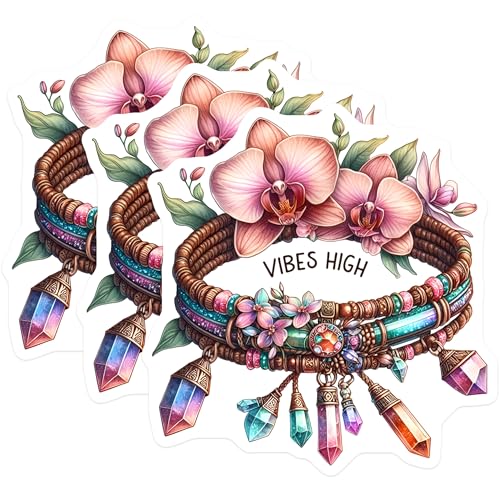 (3 Pack) Vibes High Decals - Boho Jewelry - Laptop Decal - 3 Inches On Longest Side - Easy Peel & Apply - Made in USA - 3MCS7617