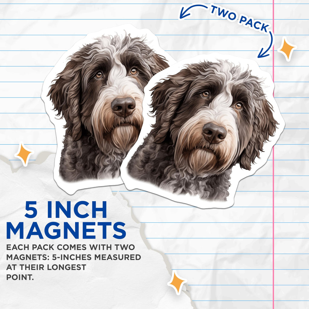 (2 Pack) Goldendoodle Magnets - Dog Lover Decor - Labradoodle Art for Dog Moms - 5 Inches On Longest Side - Thick Durable Magnet - Made in USA - MAG29267