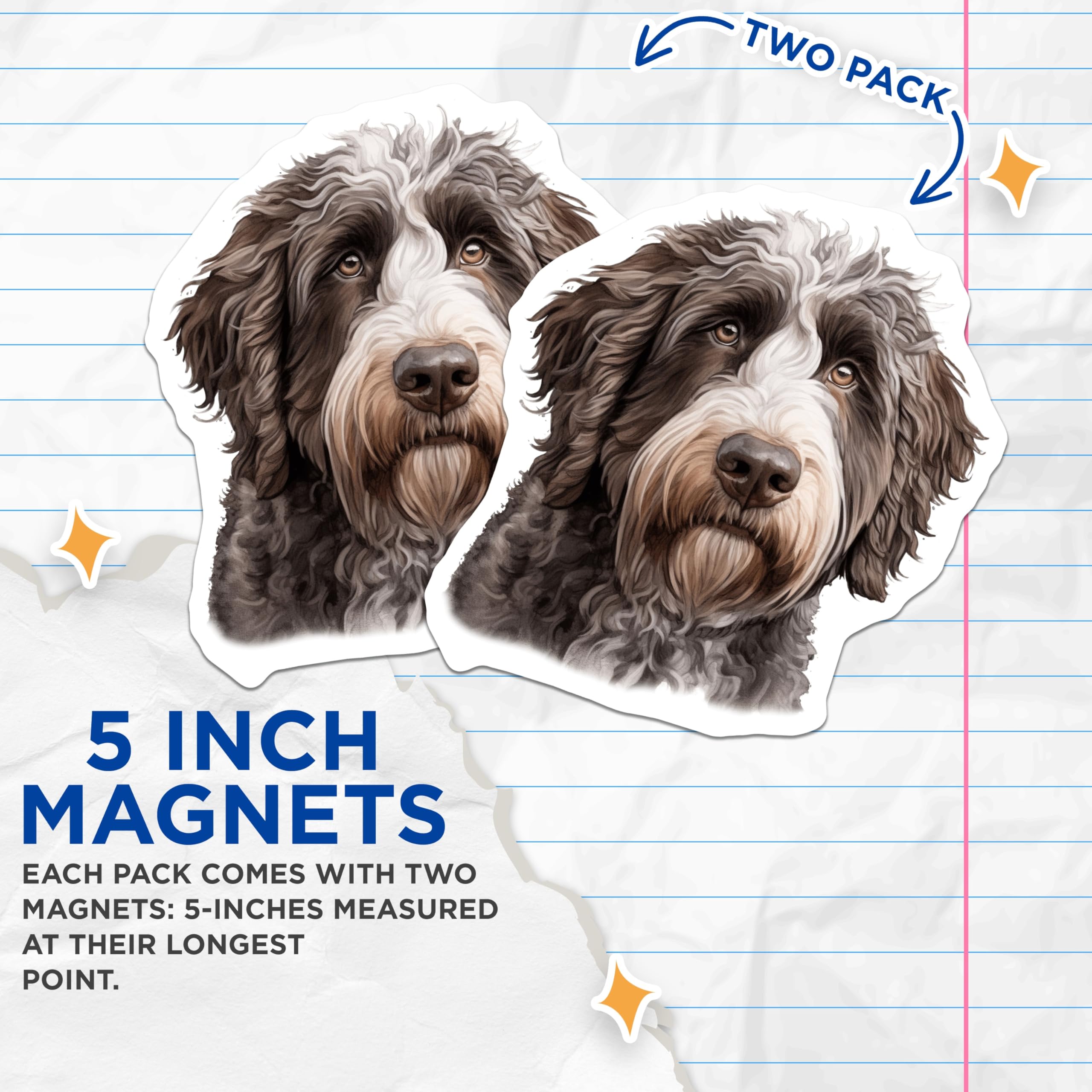 (2 Pack) Goldendoodle Magnets - Dog Lover Decor - Labradoodle Art for Dog Moms - 5 Inches On Longest Side - Thick Durable Magnet - Made in USA - MAG29267
