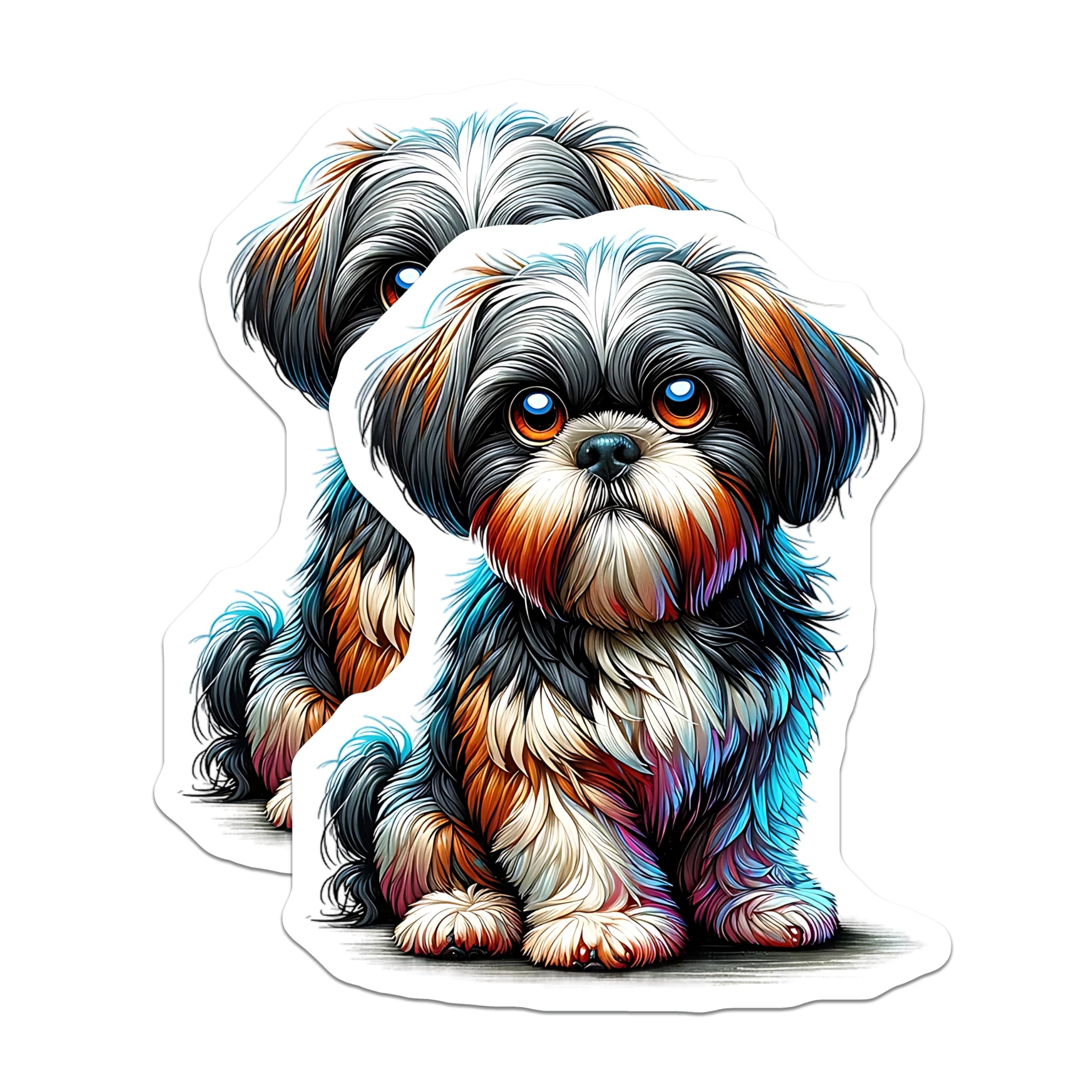 (2 Pack) Shih Tzu Magnets - Adorable Dog - Fridge Decor - Puppy Art - 5" On Longest Side - Premium Magnet - for Cars, Refrigerators, Toolboxes, Lockers - Made in USA - MAG15961