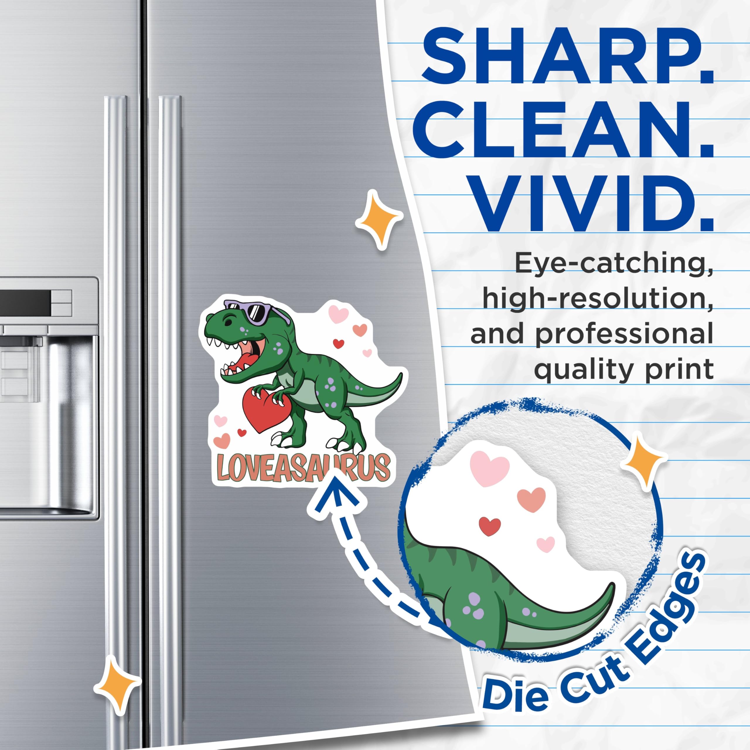 (2 Pack) Loveasaurus Magnets - Dinosaur Love Magnets - Cute Valentine's Day Magnets - Fun Heart Magnets - 5" On Longest Side - for Cars, Refrigerators, Toolboxes, Lockers - Made in USA BMCS3525