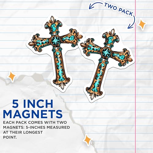 (2 Pack) Cross Design Magnets Magnets - Animal Print Cross - 5" On Longest Side - Made in USA - Sticks to Refrigerators & Metal Surfaces - MAG8728