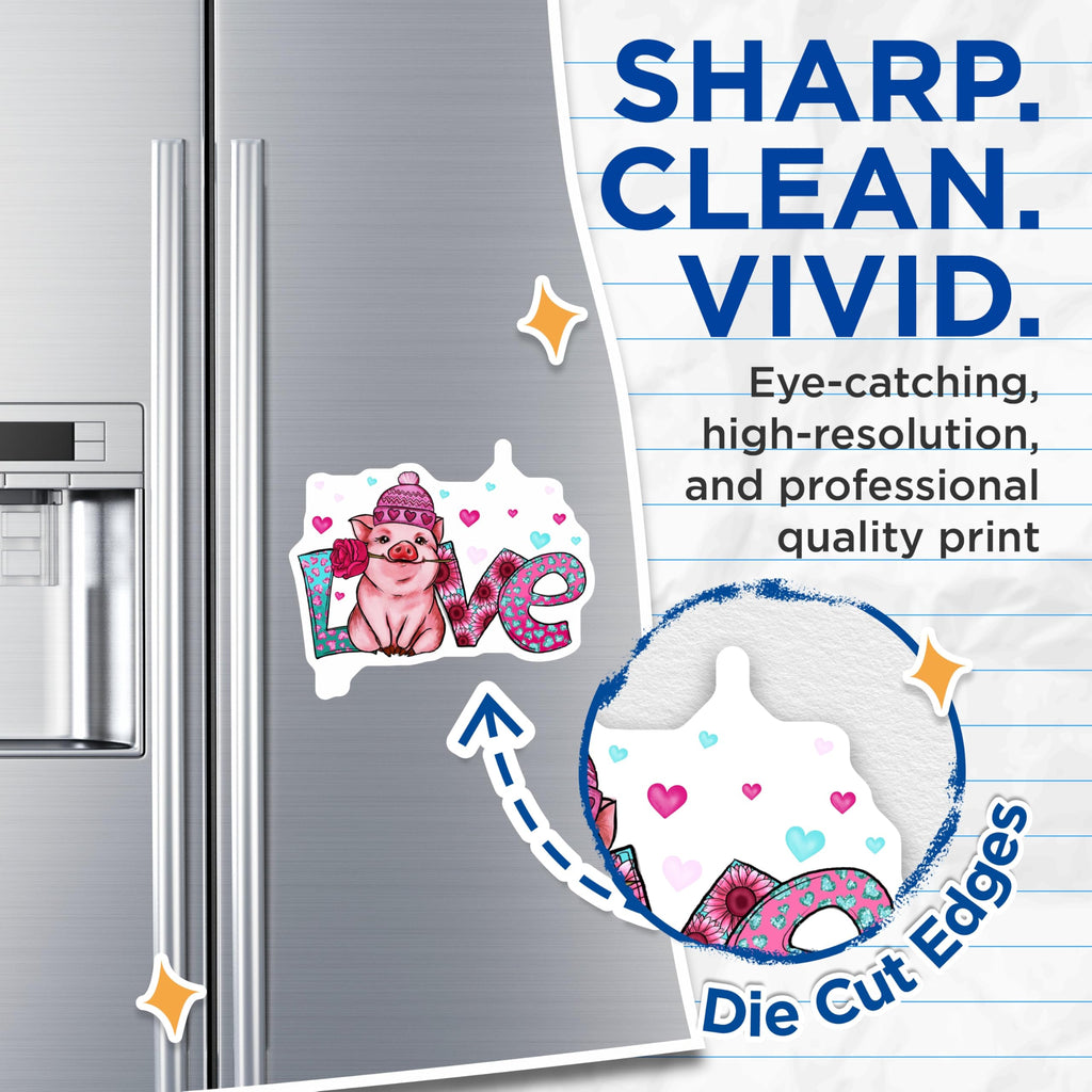 (2 Pack) Pig Magnets - Cute Farm Animal Decor - Love Piggy Designs - 5" On Longest Side - Premium Magnet - for Cars, Refrigerators, Toolboxes, Lockers - Made in USA - MAG15582