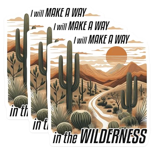 (3 Pack) Cactus Landscape Decals - Desert Scene - Laptop Decals - 3 Inches On Longest Side - Easy Peel & Apply - Made in USA - 3MCS8397