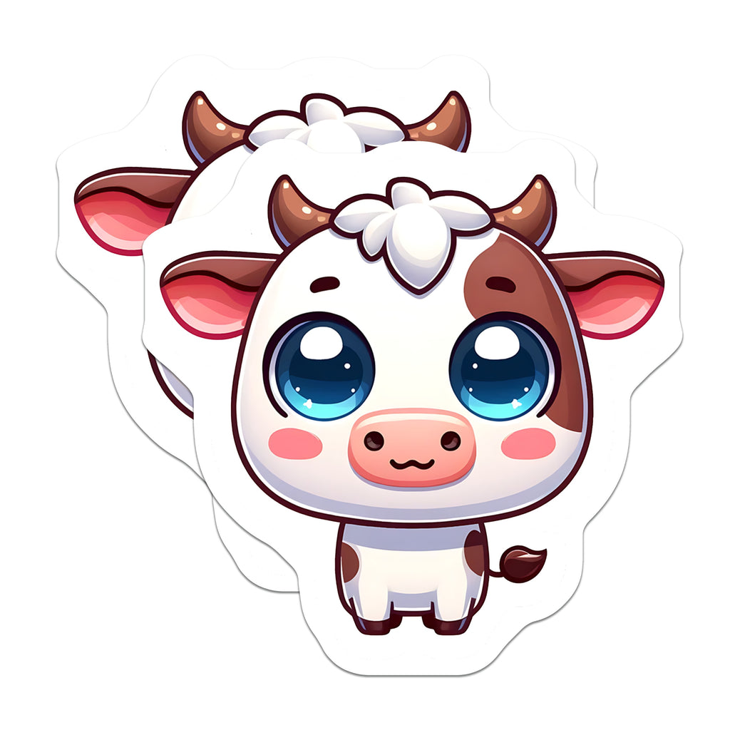 (2 Pack) Cute Cow Magnets - Kawaii Farm Animal - Adorable Chibi Bovine Magnets - Whimsical Fridge Decor - 5 Inches On Longest Side - Thick Durable Magnet - Made in USA - MAG36204