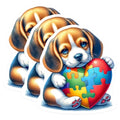 (3 Pack) Autism Awareness Decals - Beagle Dog - Puzzle Heart - 3 Inches On Longest Side - Easy Peel & Apply - Made in USA - 3MCS8233