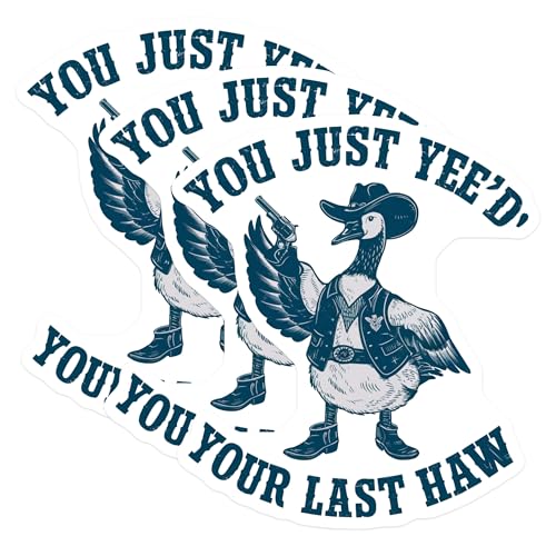 (3 Pack) Cowboy Goose Decals - Yee Haw - Funny Animal Decal - 3 Inches On Longest Side - Easy Peel & Apply - Made in USA - 3MCS4686