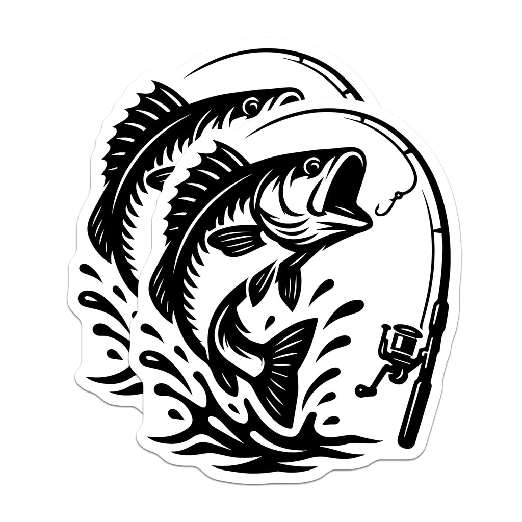 (2 Pack) Fishing Magnets - Jumping Bass Graphic - Angler Refrigerator Decor - 5" On Longest Side - Premium Magnet - for Cars, Refrigerators, Toolboxes, Lockers - Made in USA - MAG16615