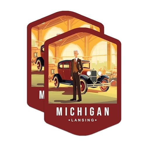 (2 Pack) Michigan State and Capitol Magnets - MI State Magnet - Choose from 50 States - 5" On Longest Side - Premium Magnet - for Cars, Refrigerators, Toolboxes, Lockers - Made in USA - MAG1478