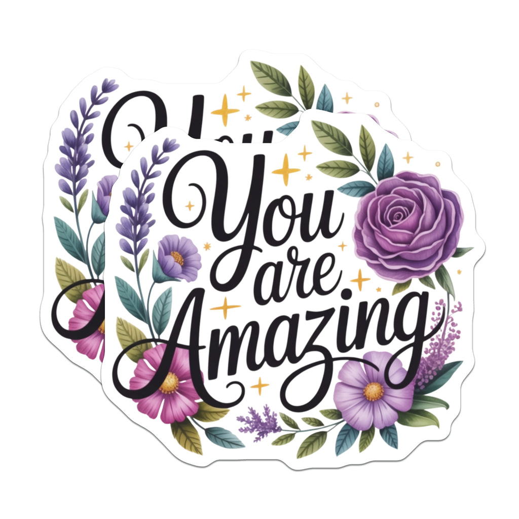 (2 Pack) You are Amazing Magnets - Floral Affirmation Decor - Positive Quote Reminder - Encouragement Friend Sister Mom - 5 Inches On Longest Side - Thick Durable Magnet - Made in USA - MAG36957