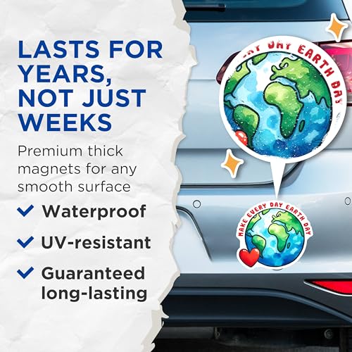 (2 Pack) Eco Friendly Decor Magnet - Reusable Planet Stickers - 5" On Longest Side - Sticks to Smooth Flat Surfaces - Made in USA - MAG9753