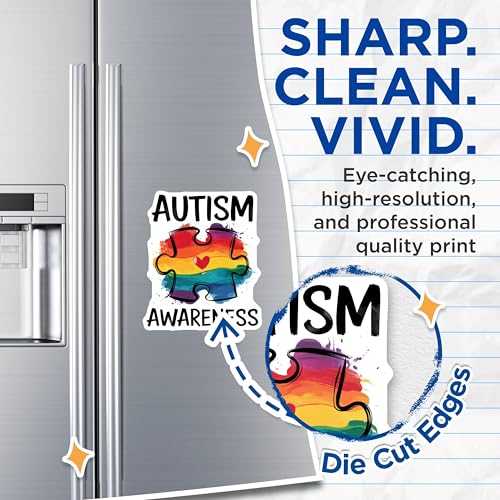(2 Pack) Puzzle Piece Design Magnet - Rainbow Heart Artwork - 5" On Longest Side - Sticks to Smooth Flat Surfaces - Made in USA - MAG10055