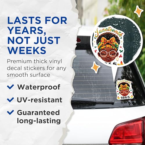 (2 Pack) Juneteenth 1865 Stickers - Cultural Heritage - African American Pride - Black History Celebration - 5" On Longest Side - Sticks to Smooth Flat Surfaces - Made in USA - BMCS7368