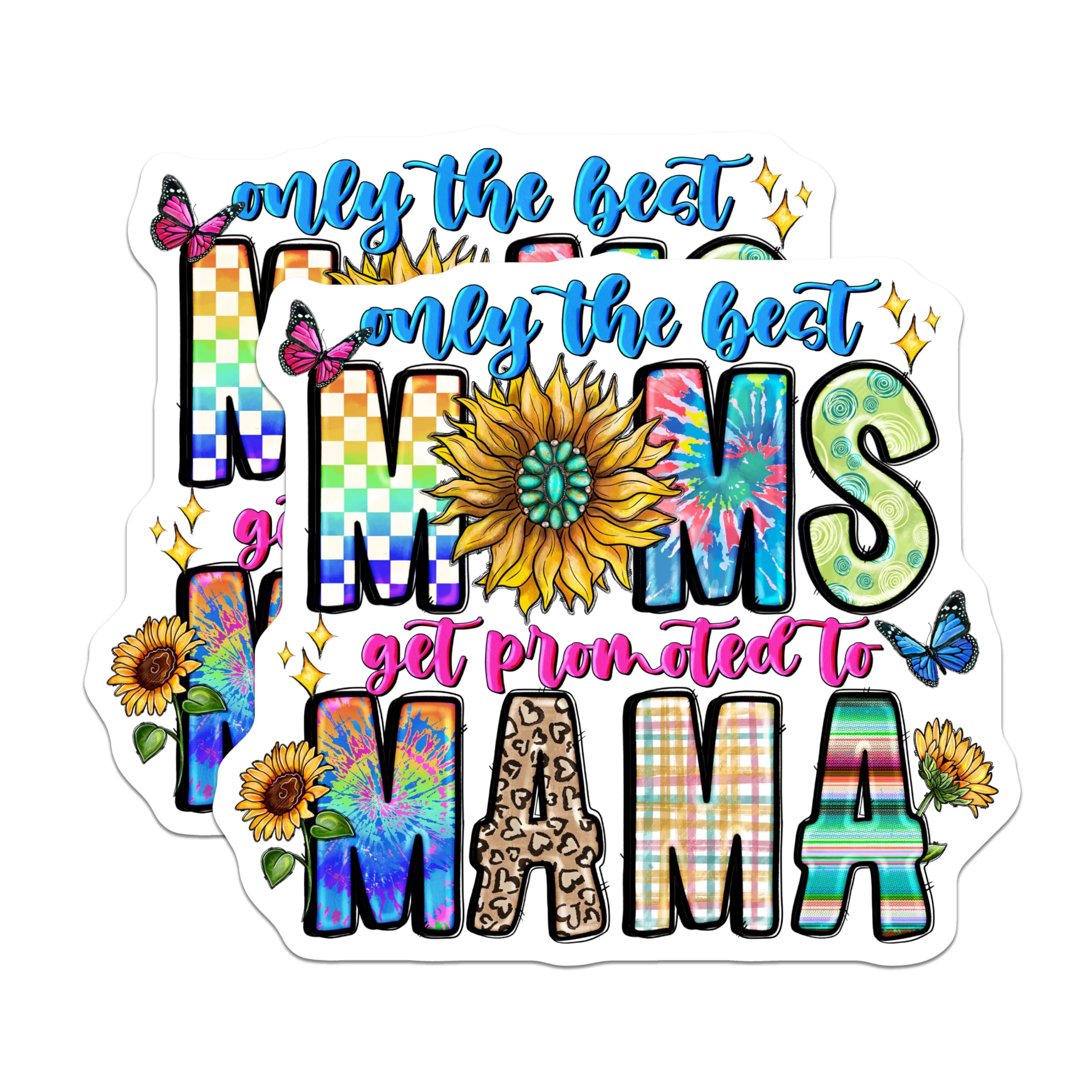 (2 Pack) New Mama Magnets - Promoted to Mama Celebration - Motherhood Decor - Sunflower Butterfly Mama Life - 5 Inches On Longest Side - Thick Durable Magnet - Made in USA - MAG25339