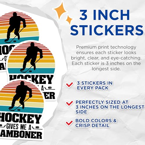 (3 Pack) Hockey Zamboner Decals - Funny Hockey - Retro Hockey Decals - 3 Inches On Longest Side - Easy Peel & Apply - Made in USA - 3MCS2858