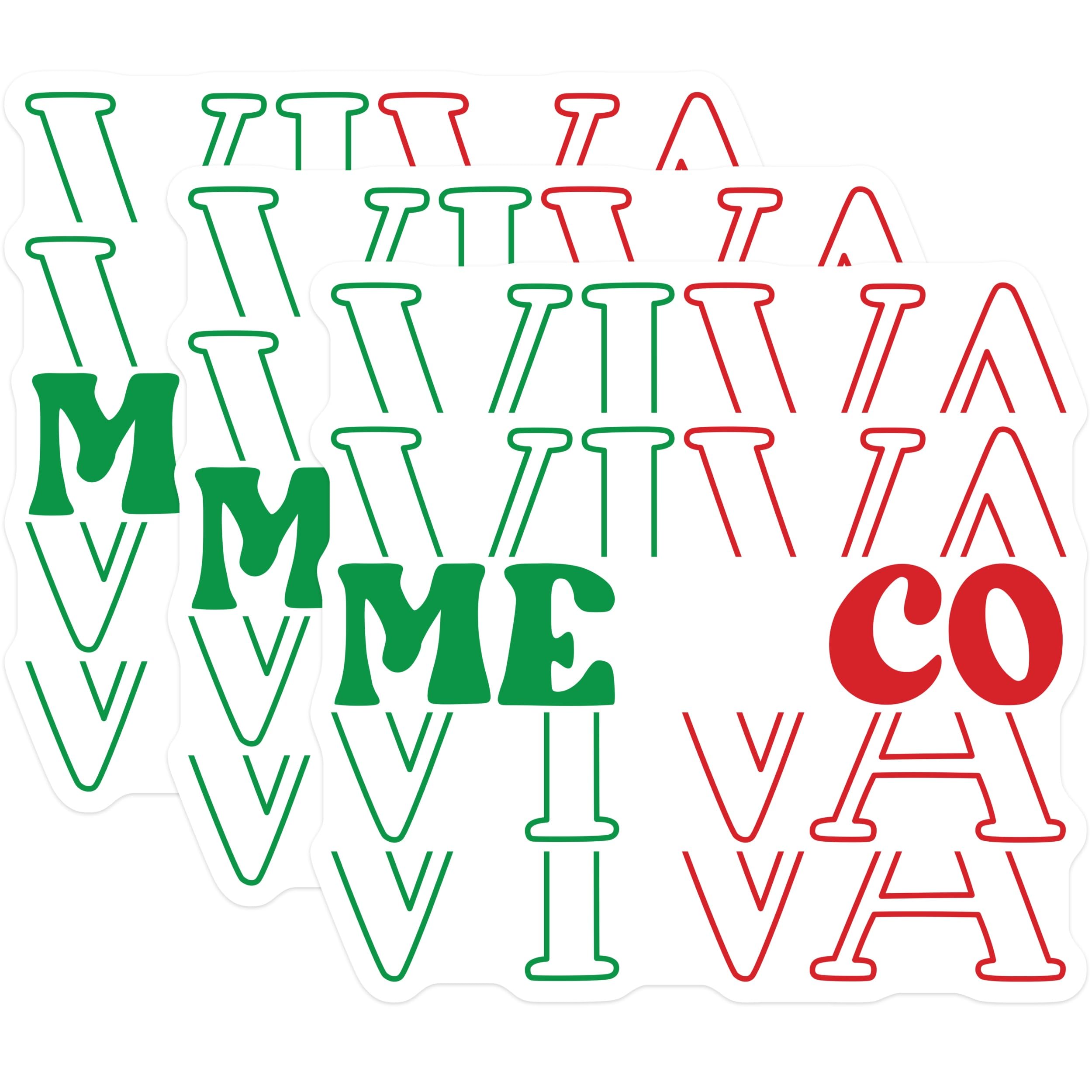 (3 Pack) Viva Mexico Decals - Mexican Pride Decal - Laptop Decal - 3 Inches On Longest Side - Easy Peel & Apply - Made in USA - 3MCS1860