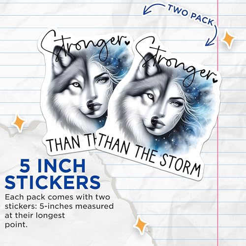 (2 Pack) Stronger Than The Storm Stickers - 5" On Longest Side - Sticks to Smooth Flat Surfaces - Made in USA - BMCS9234 - BMCS9234