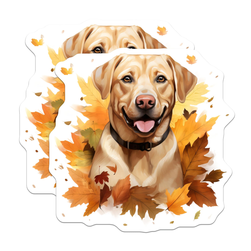 (2 Pack) Happy Golden Retriever Magnets - Autumn Fall Leaves Decor - Dog Lover Home Accessory - 5 Inches On Longest Side - Thick Durable Magnet - Made in USA - MAG26294