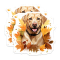 (2 Pack) Happy Golden Retriever Magnets - Autumn Fall Leaves Decor - Dog Lover Home Accessory - 5 Inches On Longest Side - Thick Durable Magnet - Made in USA - MAG26294