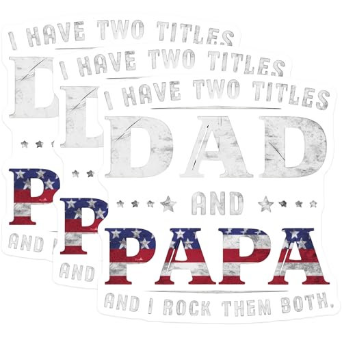 (3 Pack) Dad Papa Decals - American Flag Father - Patriotic Laptop Decal - 3 Inches On Longest Side - Easy Peel & Apply - Made in USA - 3MCS7657