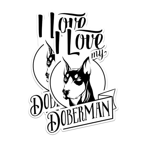 (2 Pack) Dog Lover Stickers - I Love My Doberman Stickers - Pet Owner Stickers - 5" On Longest Side - Sticks to Any Smooth Flat Surface - Made in USA - BMCS2968