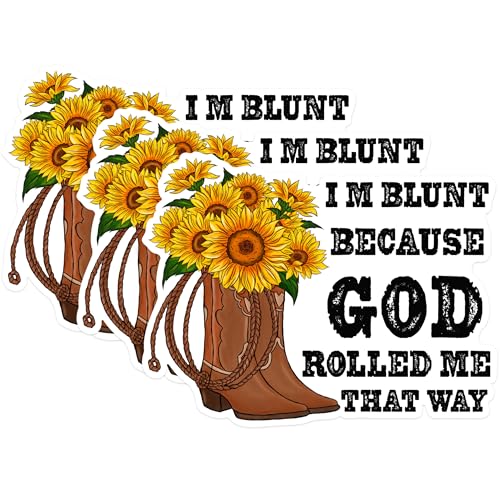 (3 Pack) Blunt God Sunflower Decals - Cowboy Boots - Laptop Decals - 3 Inches On Longest Side - Easy Peel & Apply - Made in USA - 3MCS1766