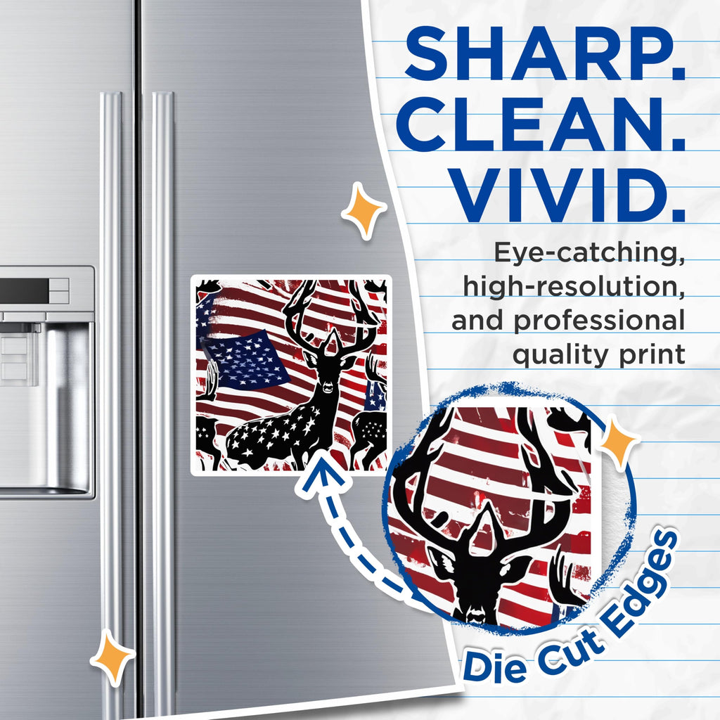 (2 Pack) American Deer Magnets - Patriotic Buck Art - USA Flag Wildlife Display - Hunting Lodge Decor - 5 Inches On Longest Side - Thick Durable Magnet - Made in USA - MAG19558