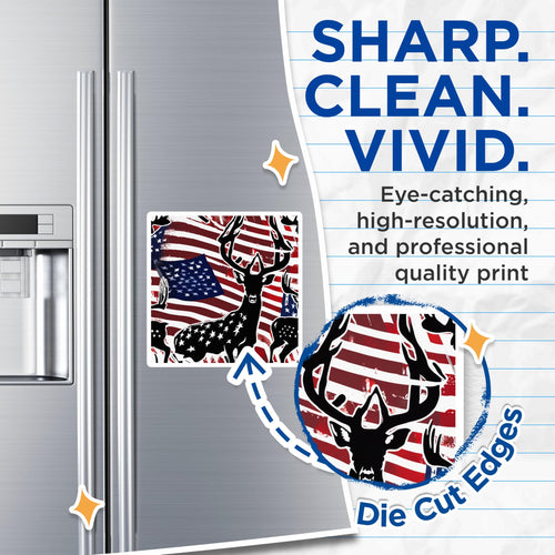 (2 Pack) American Deer Magnets - Patriotic Buck Art - USA Flag Wildlife Display - Hunting Lodge Decor - 5 Inches On Longest Side - Thick Durable Magnet - Made in USA - MAG19558