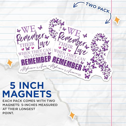 (2 Pack) We Remember Their Love Magnet - Support and Memory Butterfly Decor - 5" On Longest Side - Sticks to Smooth Flat Surfaces - Made in USA - MAG9789