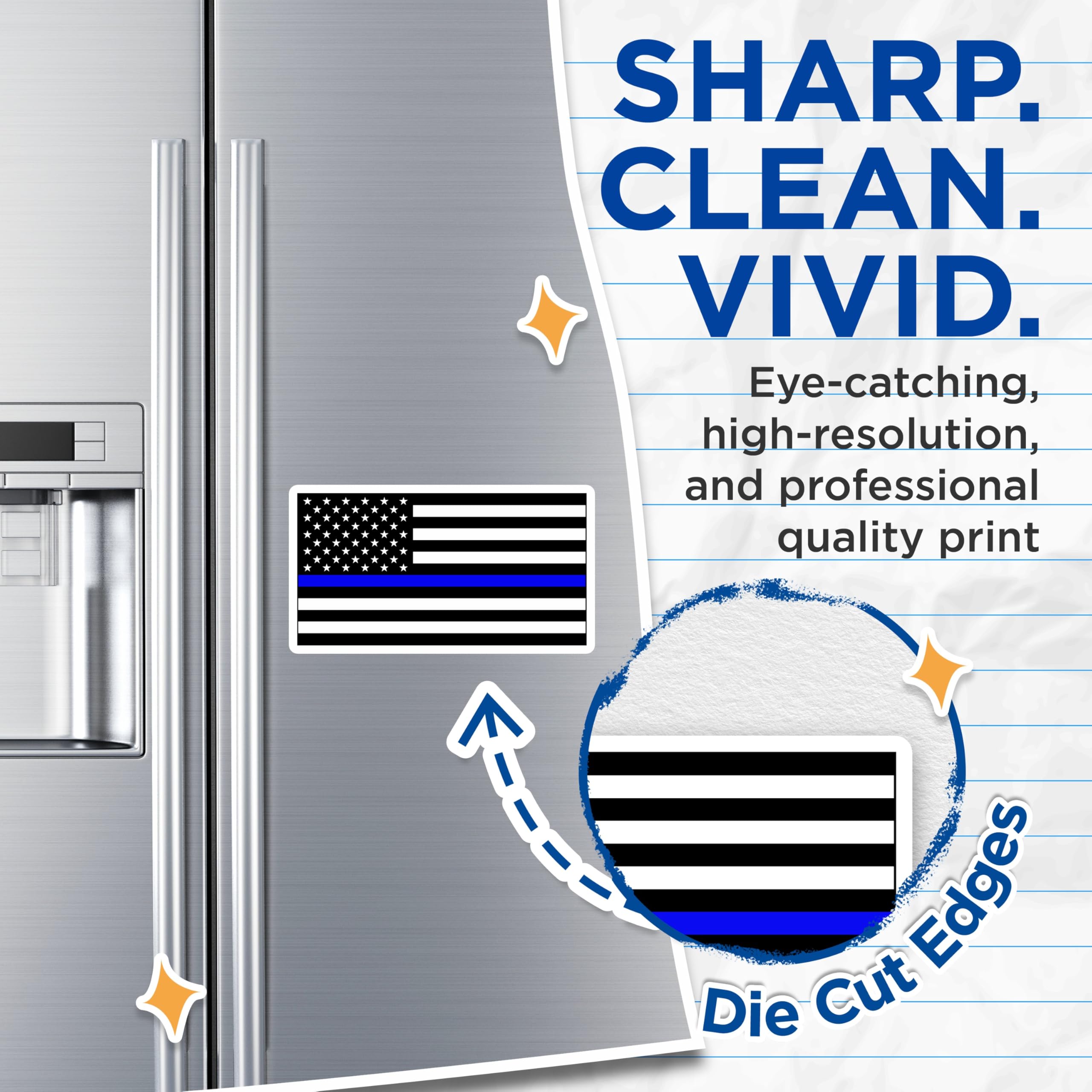 (2 Pack) Thin Blue Line American Flag Magnets - Law Enforcement Officers Support - Police Family Hero Appreciation Emblem - 5 Inches On Longest Side - Thick Durable Magnet - Made in USA - MAG22829